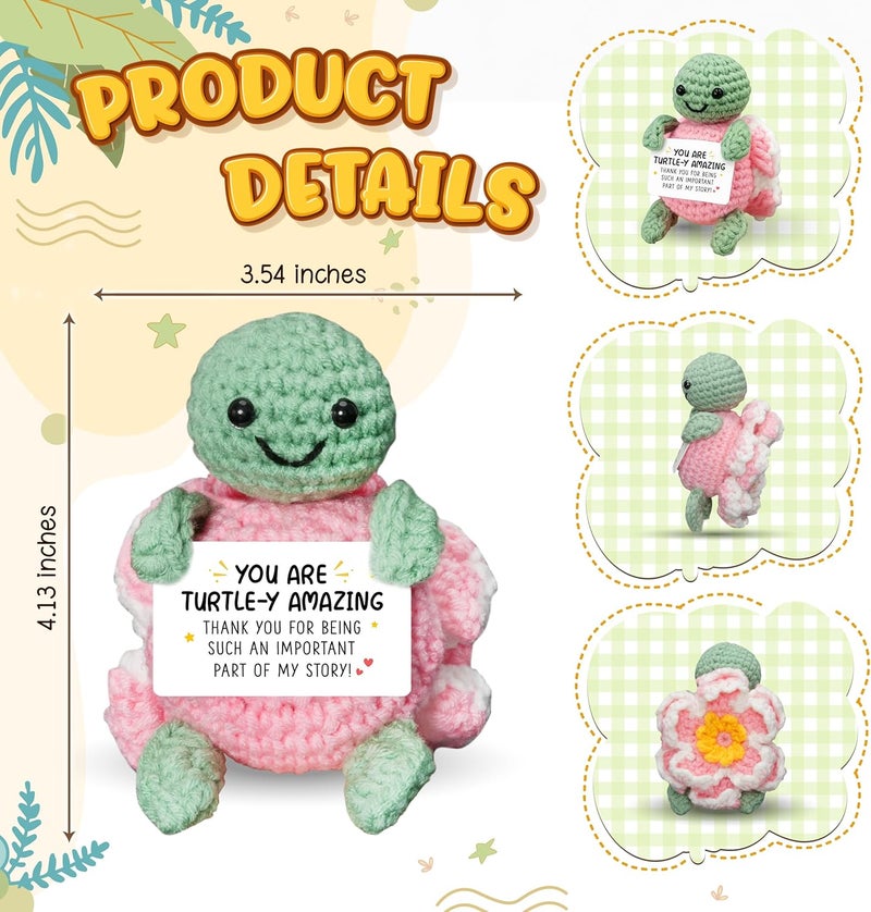 HEXMOZ Christmas Teachers Gifts for Women, Daycare, Preschool, Kindergarten - Cute Handmade Turtle Positive Crochet Emotional Support - Thank You Being Part of My Story - Appreciation Gift Ideas - Image 2